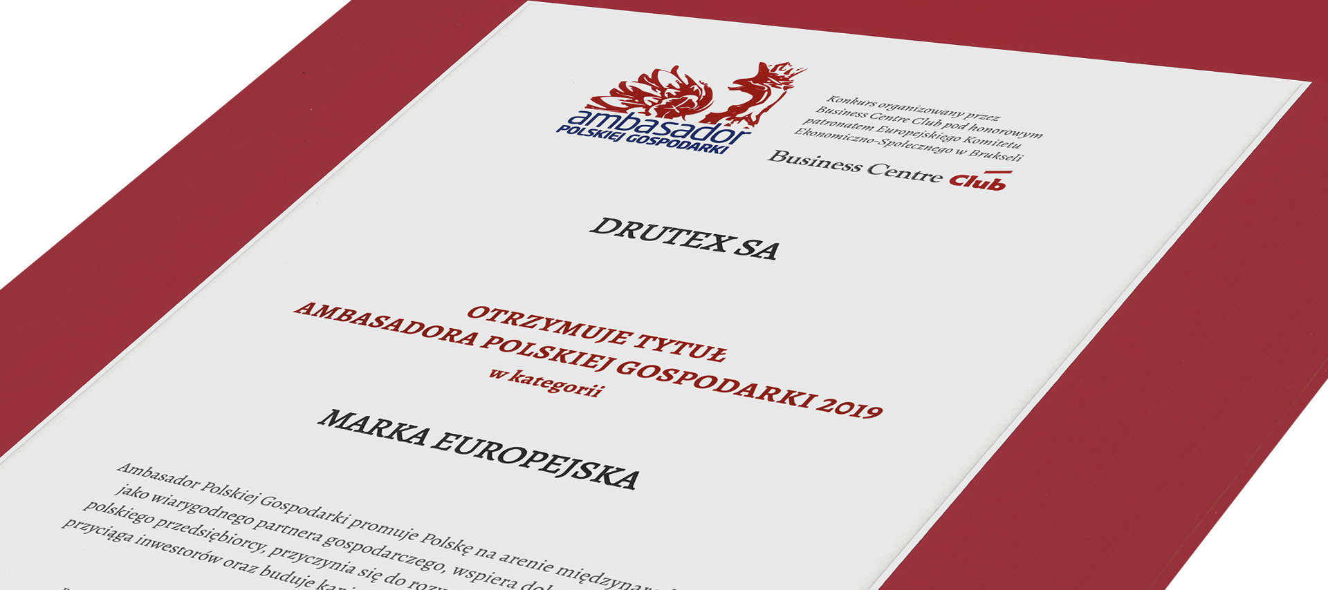 Drutex erneut ausgezeichnet mit dem Titel „Botschafter der polnischen Wirtschaft“