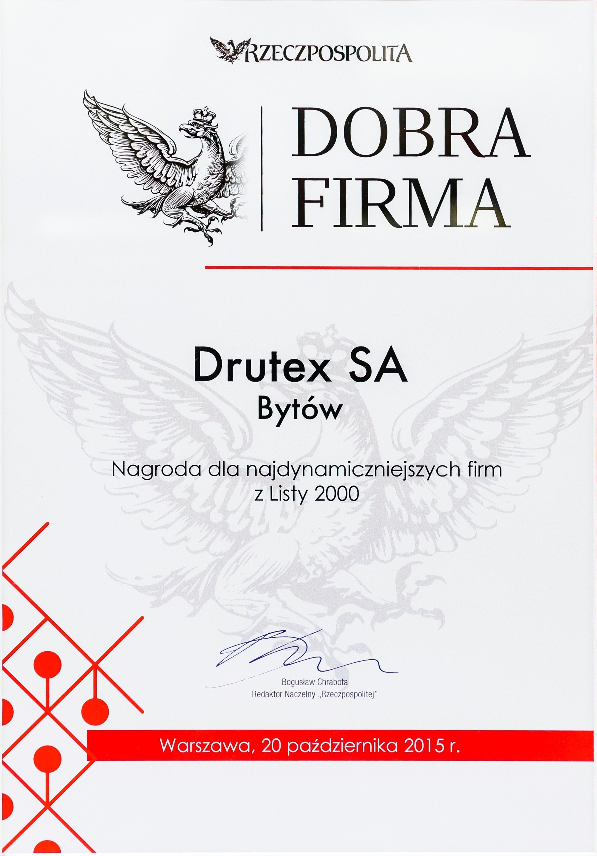 DRUTEX unter den 20 besten polnischen Unternehmen
